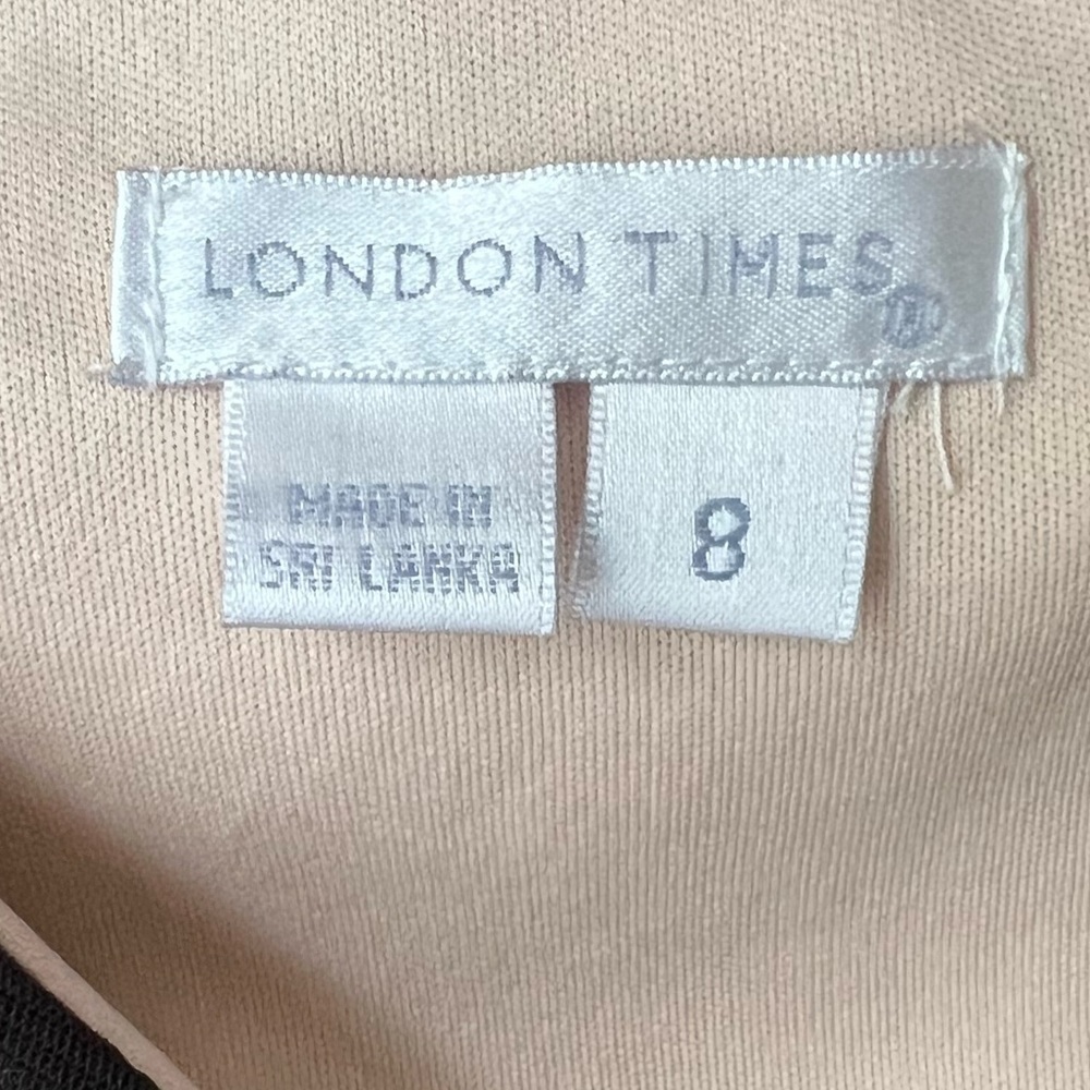 London Times Black Nude Asymmetrical Sheath Dress Size 8 - Picture 3 of 6